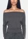 T-shirt grigia in viscosa elasticizzata con scollo a barchetta a righe_2
