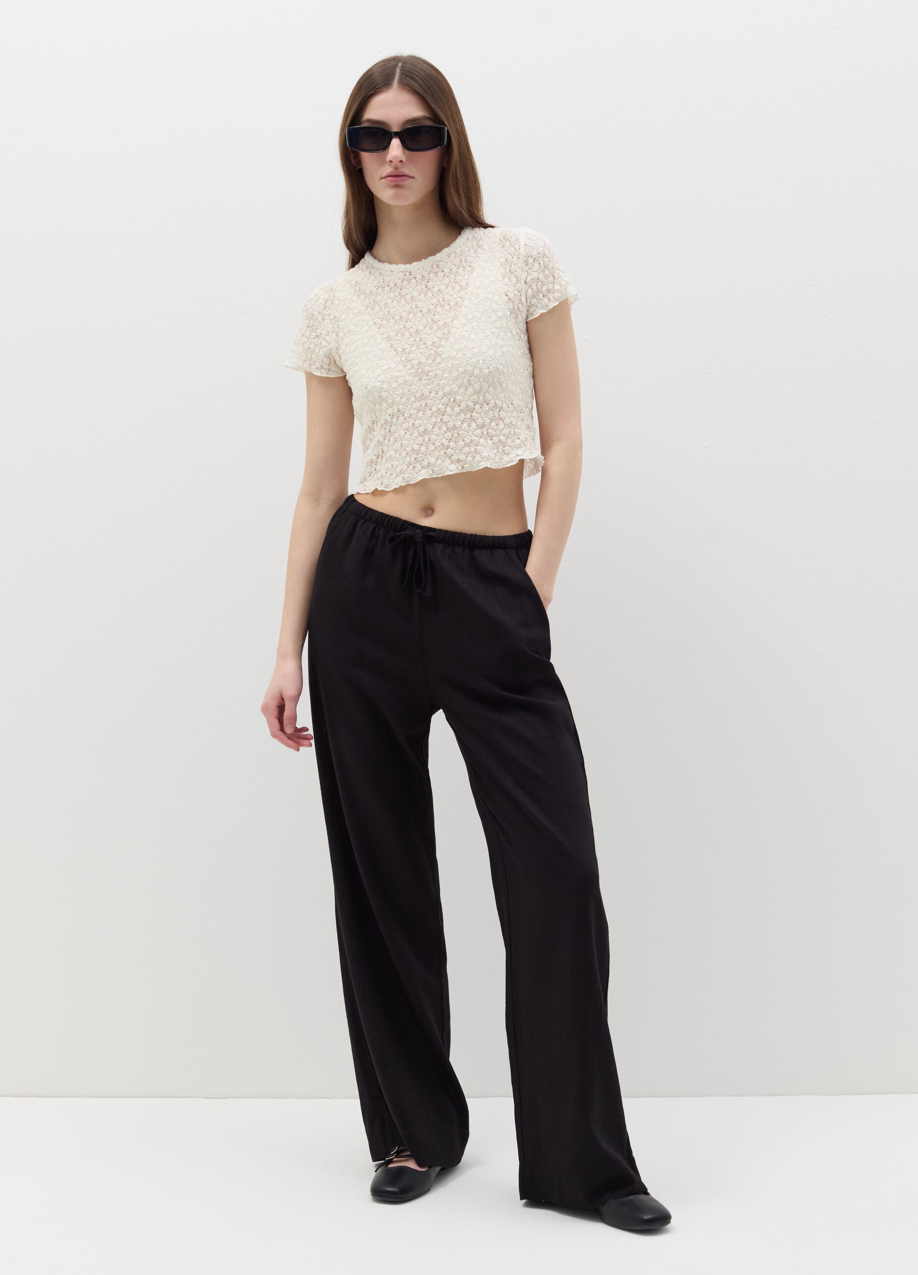 T-shirt with lace motif