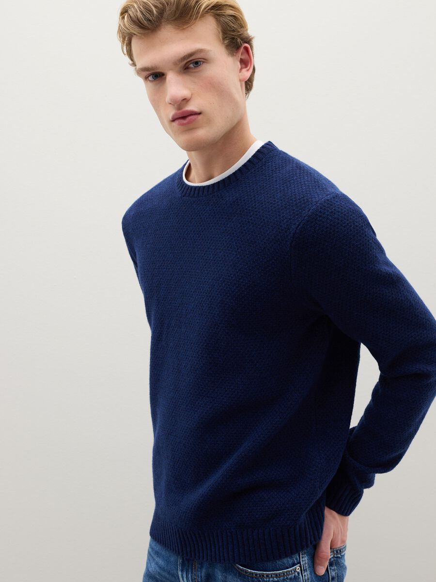 Blue pure wool jumper regular fit_3