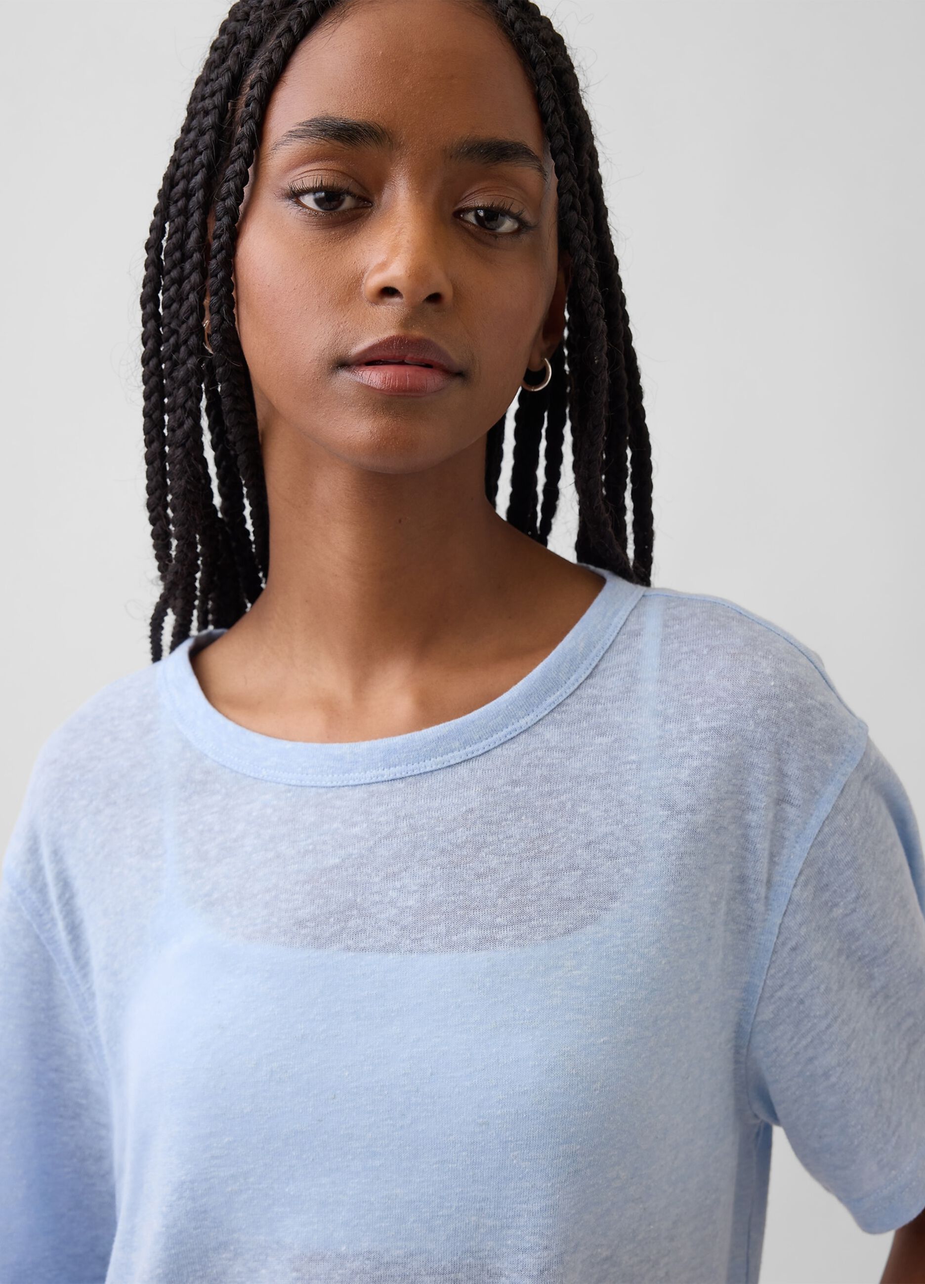 Short-sleeved linen-blend T-shirt