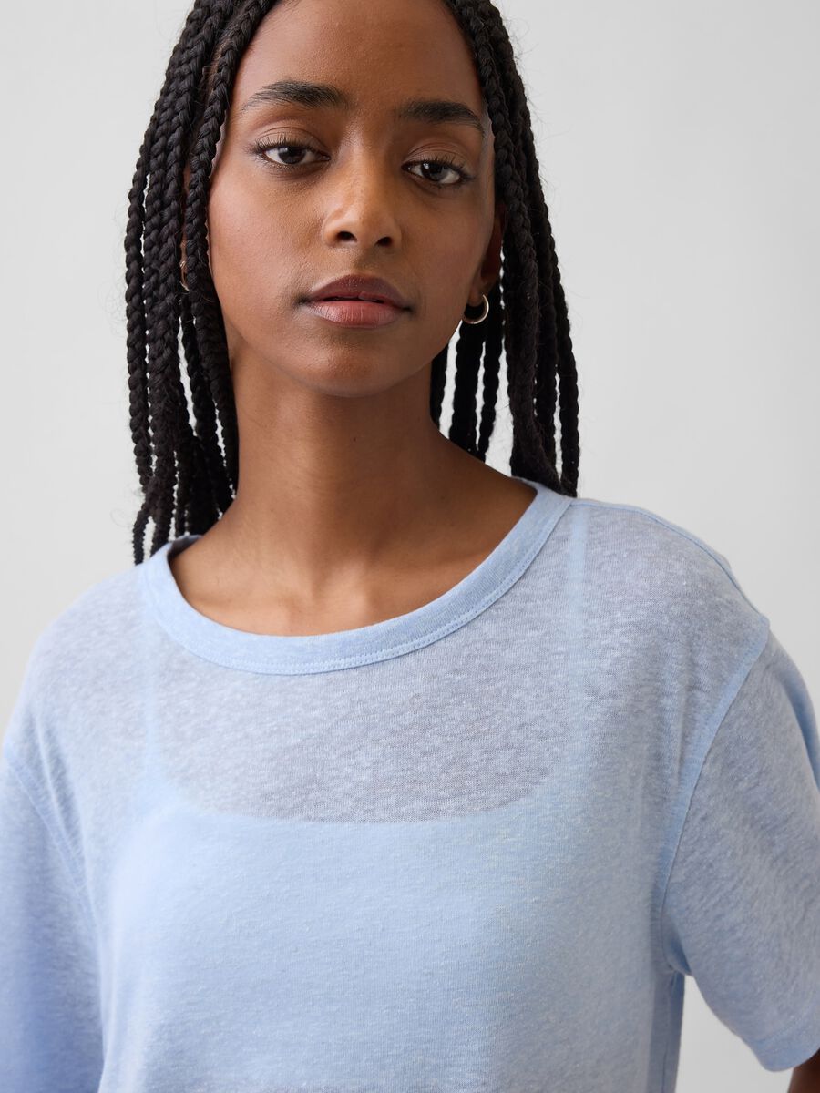 T-shirt a maniche corte in misto lino_2