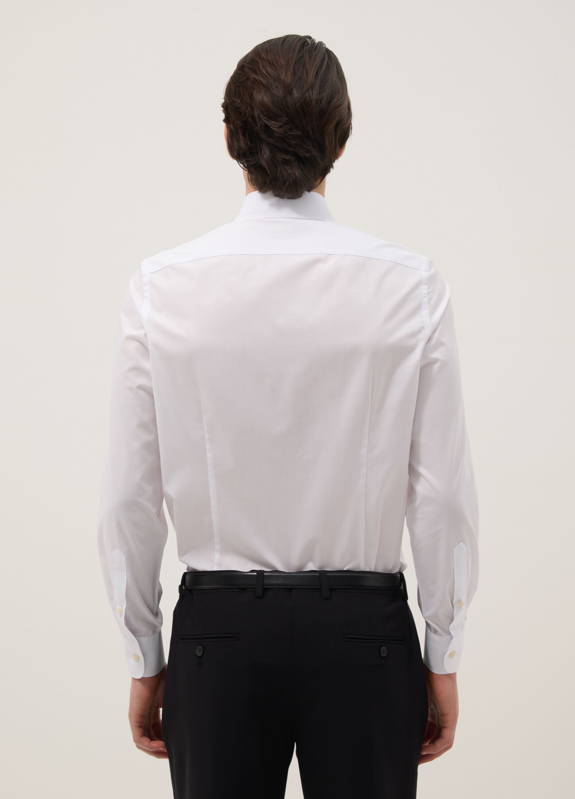 White slim-fit shirt with button-down collar