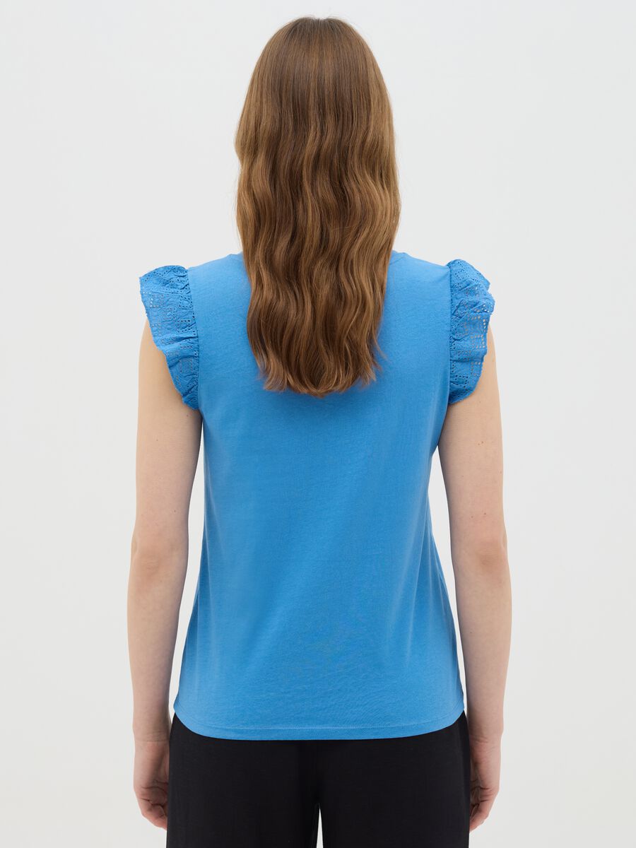 Azure cotton top with lace shoulder straps_3