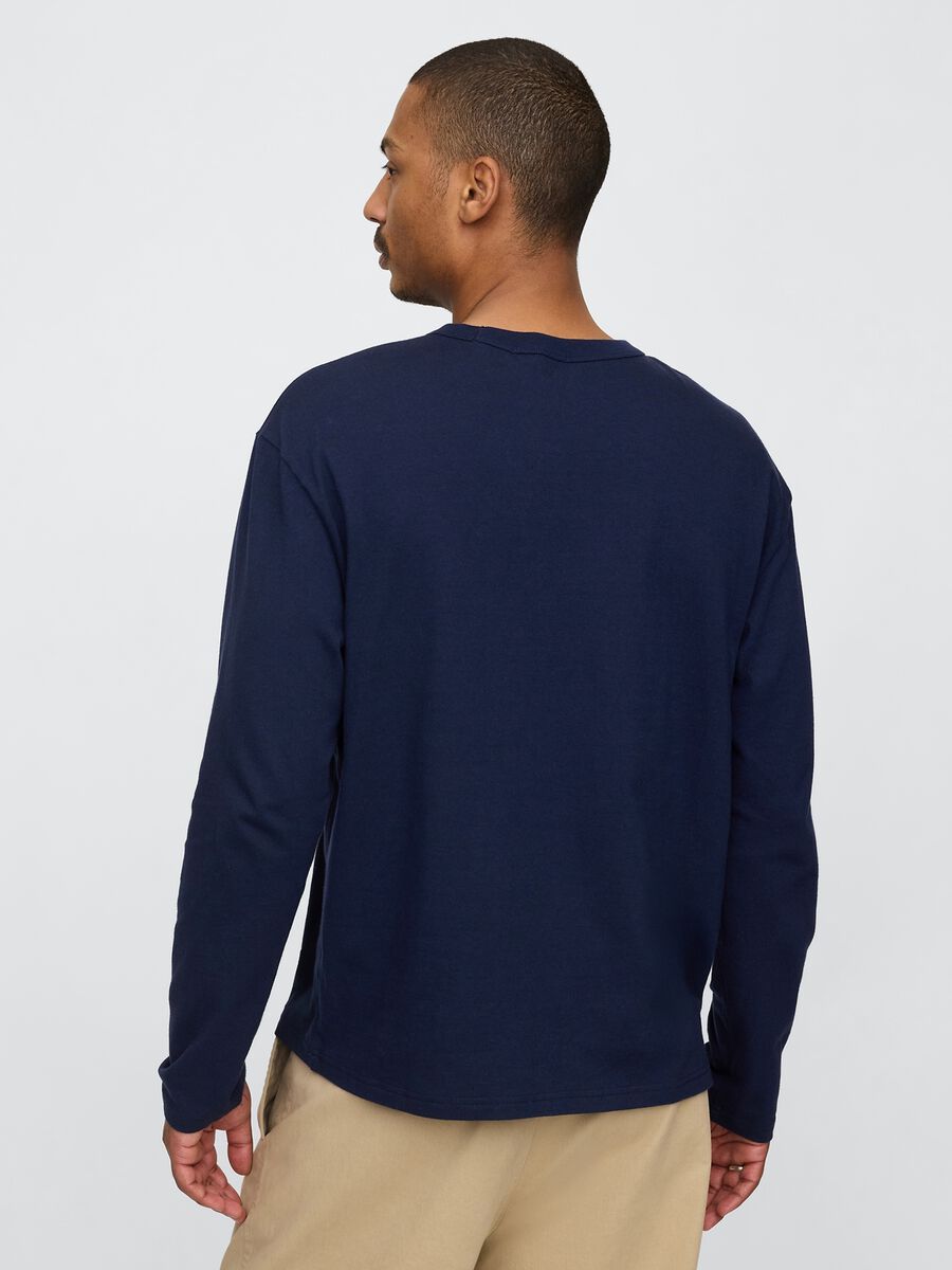 Blue Cotton Long Sleeve T-shirt with Gap Logo_2