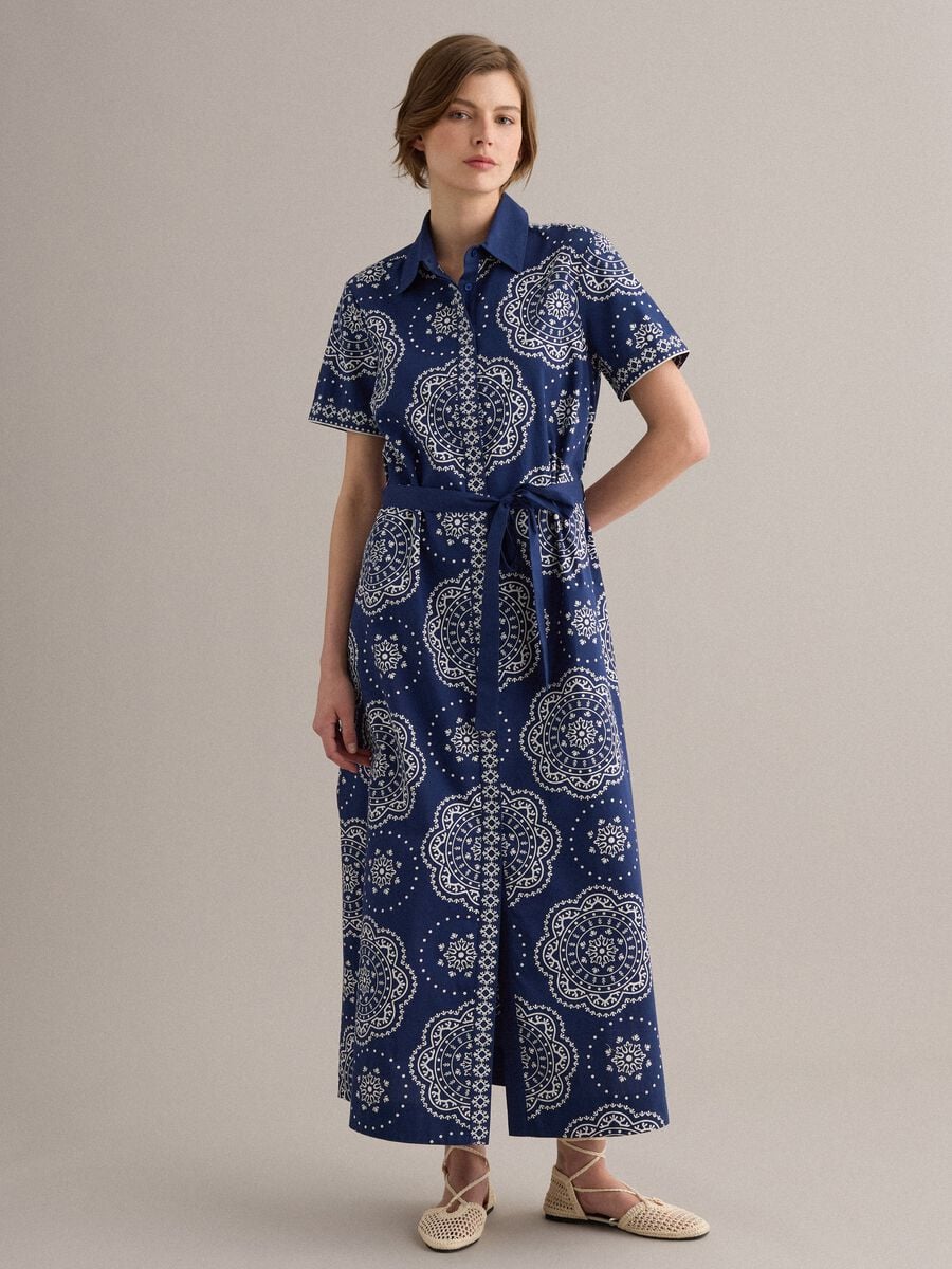 Blue pure cotton shirt dress_1