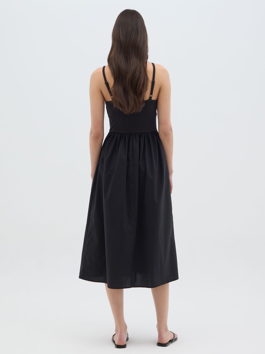 Women's long black cotton dress regular fit_2