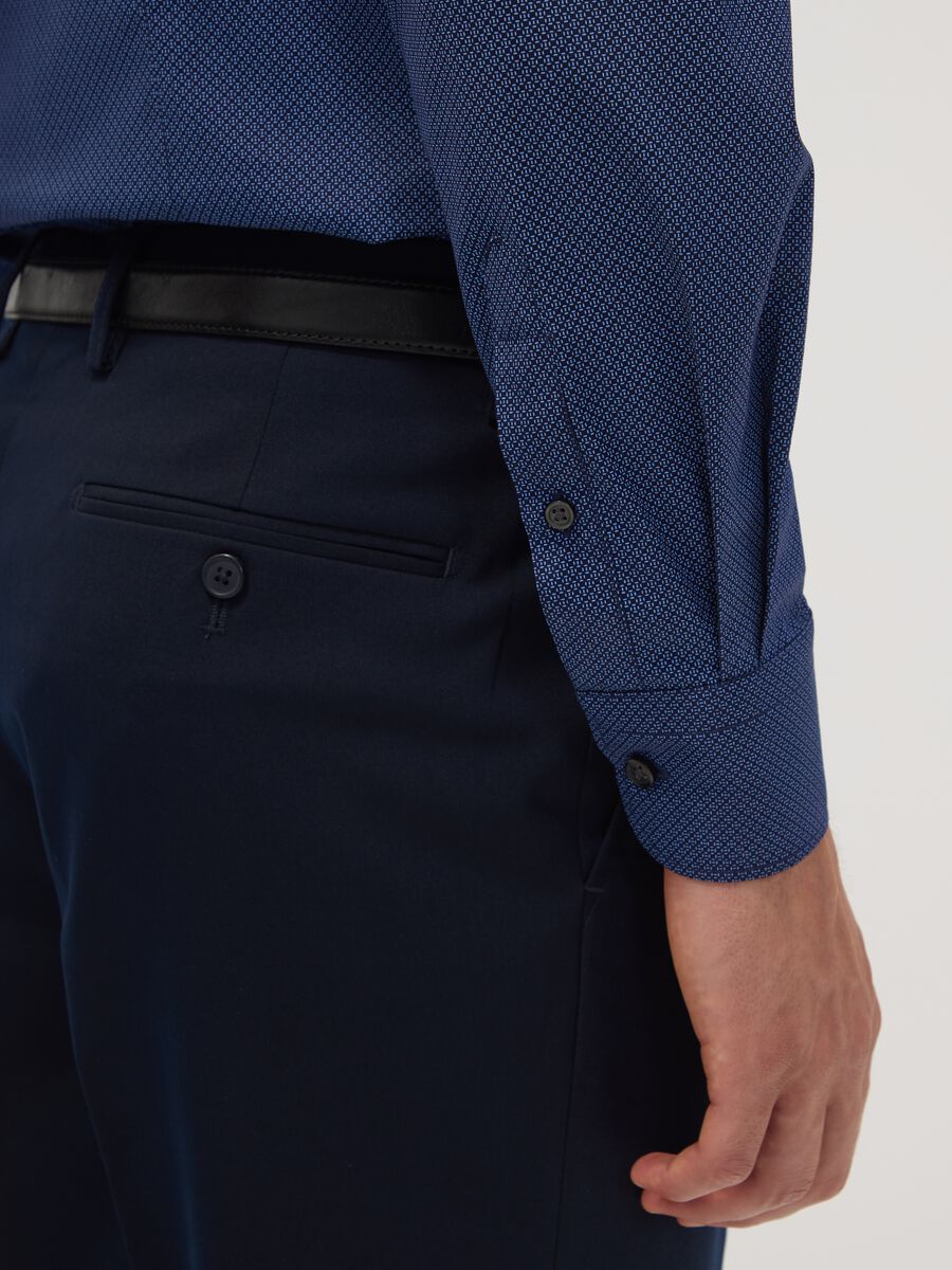 Camicia blu in popeline di cotone elasticizzato slim fit_2