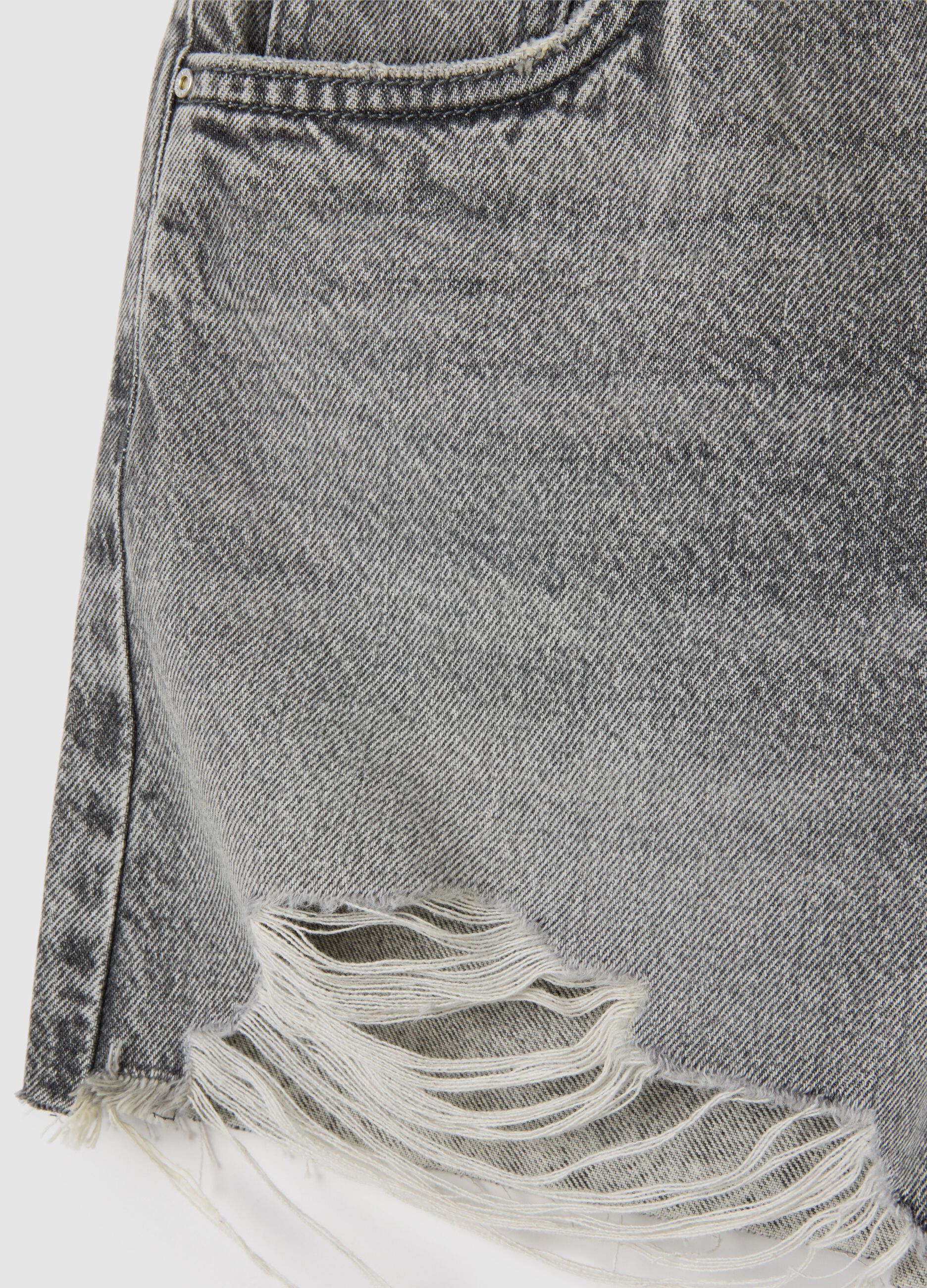 Shorts da donna in puro cotone grigio regular fit