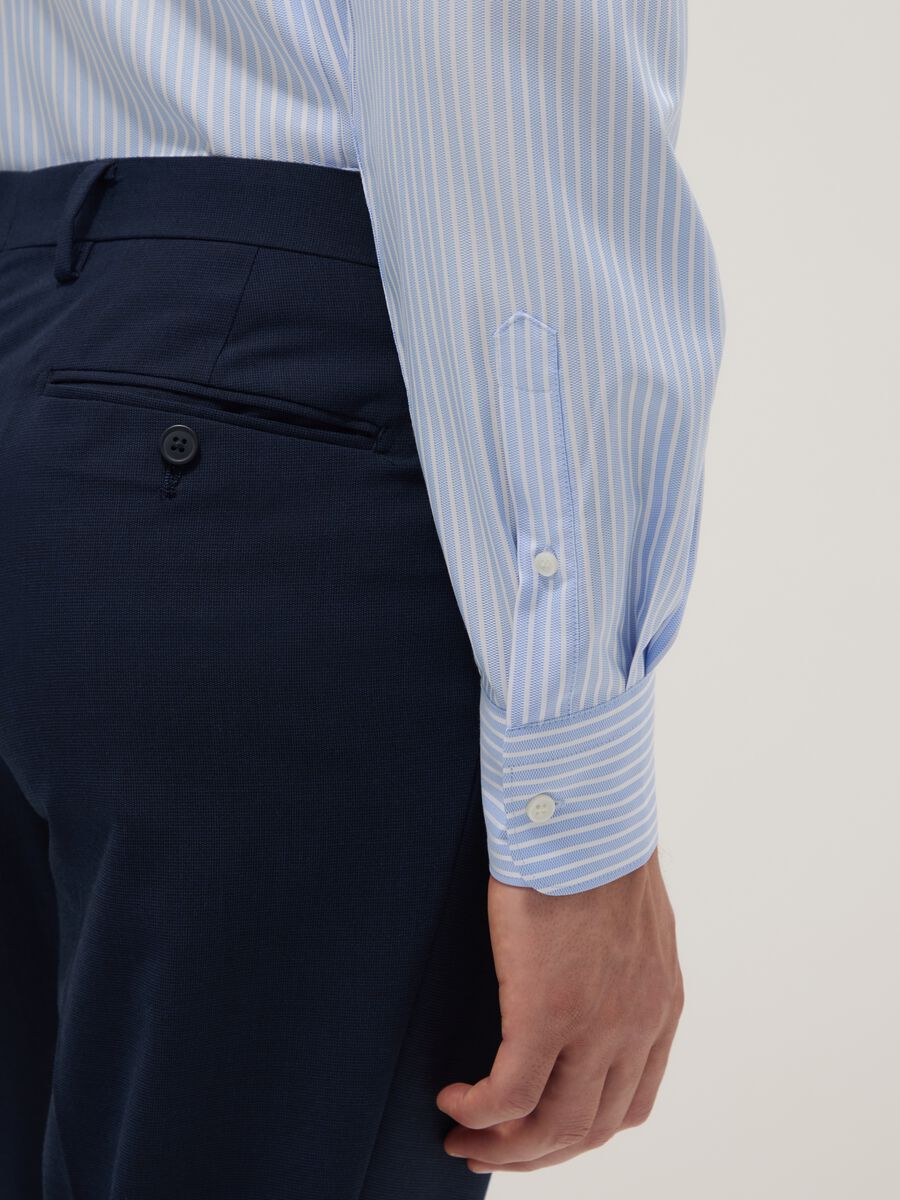 Multicolour striped slim fit shirt with French collar_3