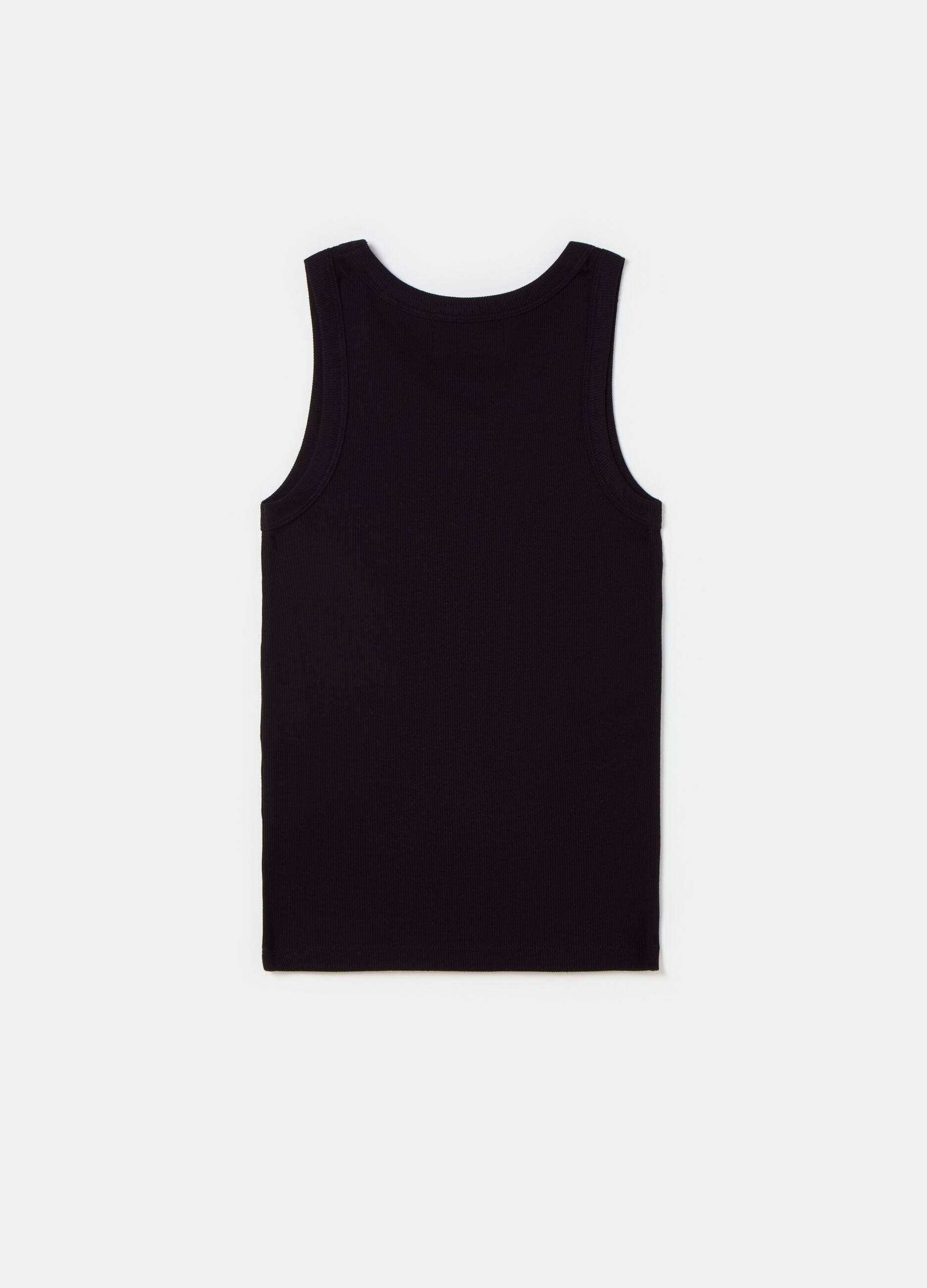 Tank top in ribbed stretch cotton