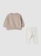 Beige organic cotton sweatshirt and leggings set_0