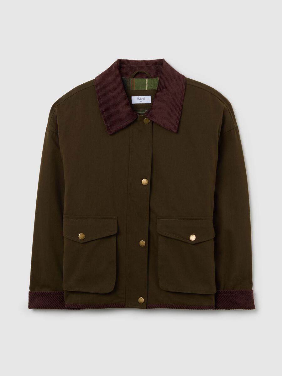 Giacca verde in puro cotone e velluto regular fit_4
