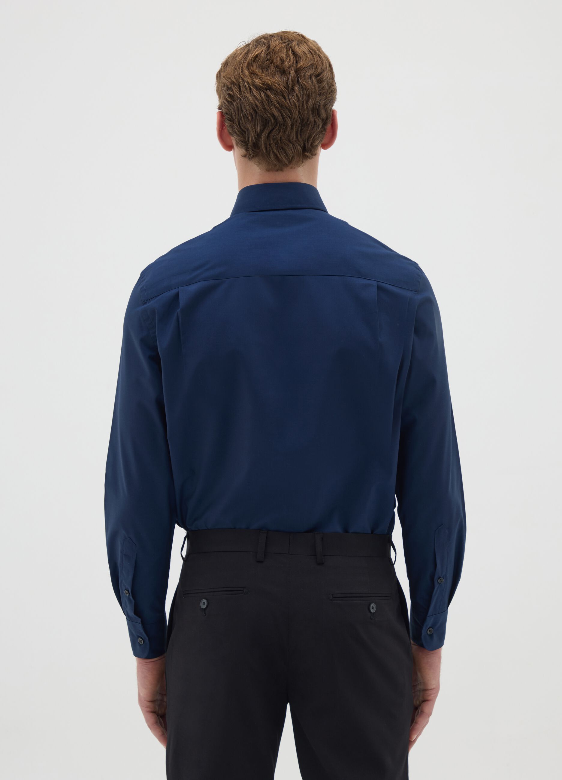 Men's blue cotton blend easy iron shirt