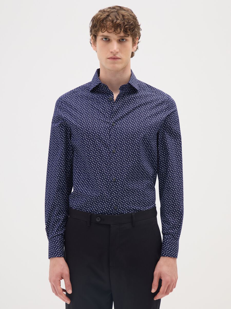 Regular fit blue cotton shirt_0