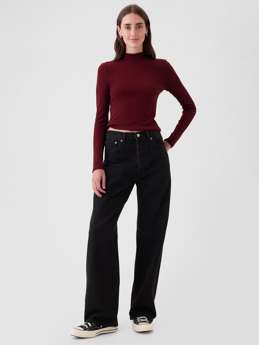 Ribbed T-shirt in stretch modal and cotton_1
