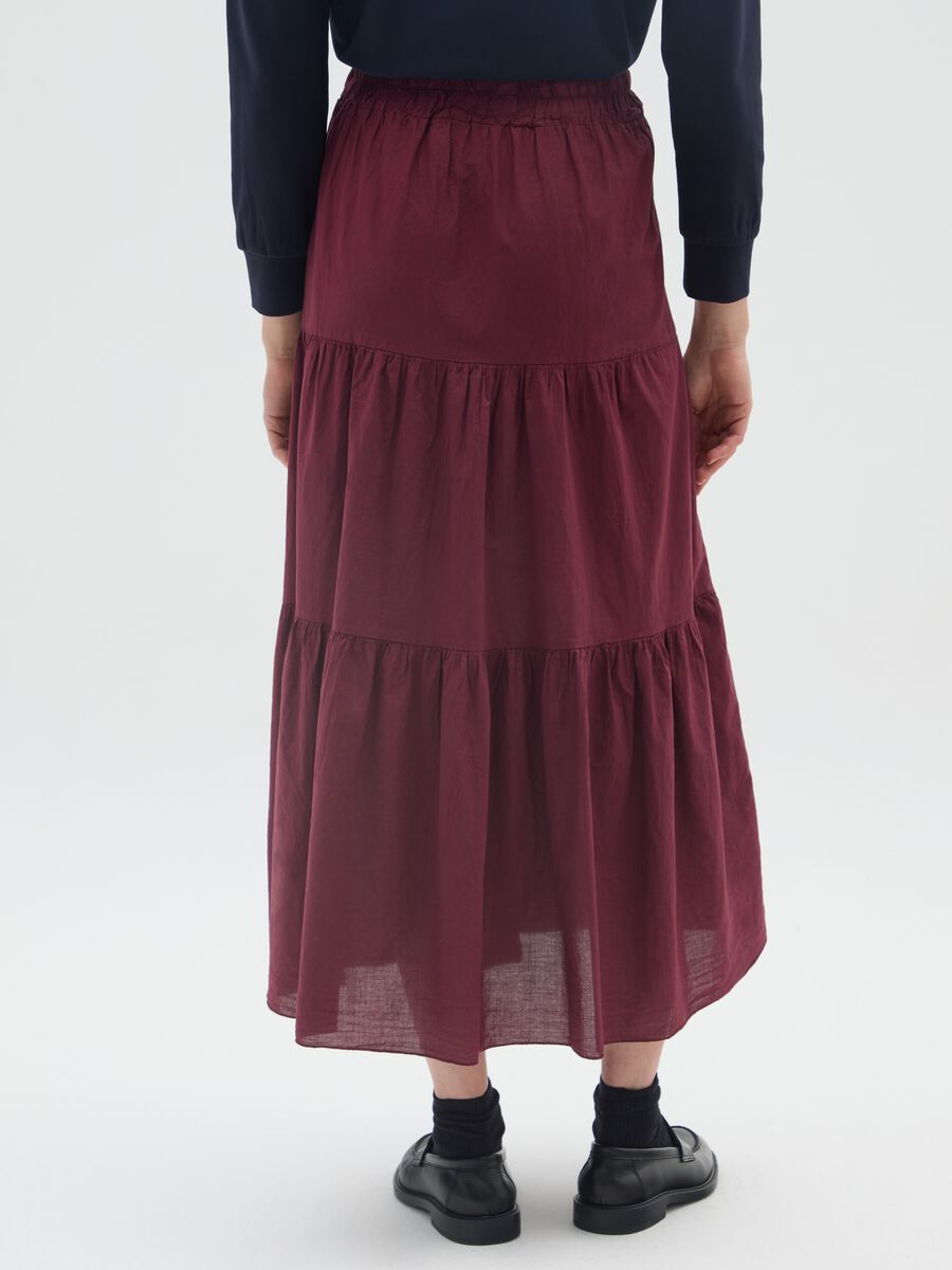 Long Red Tiered Skirt in Pure Cotton_2