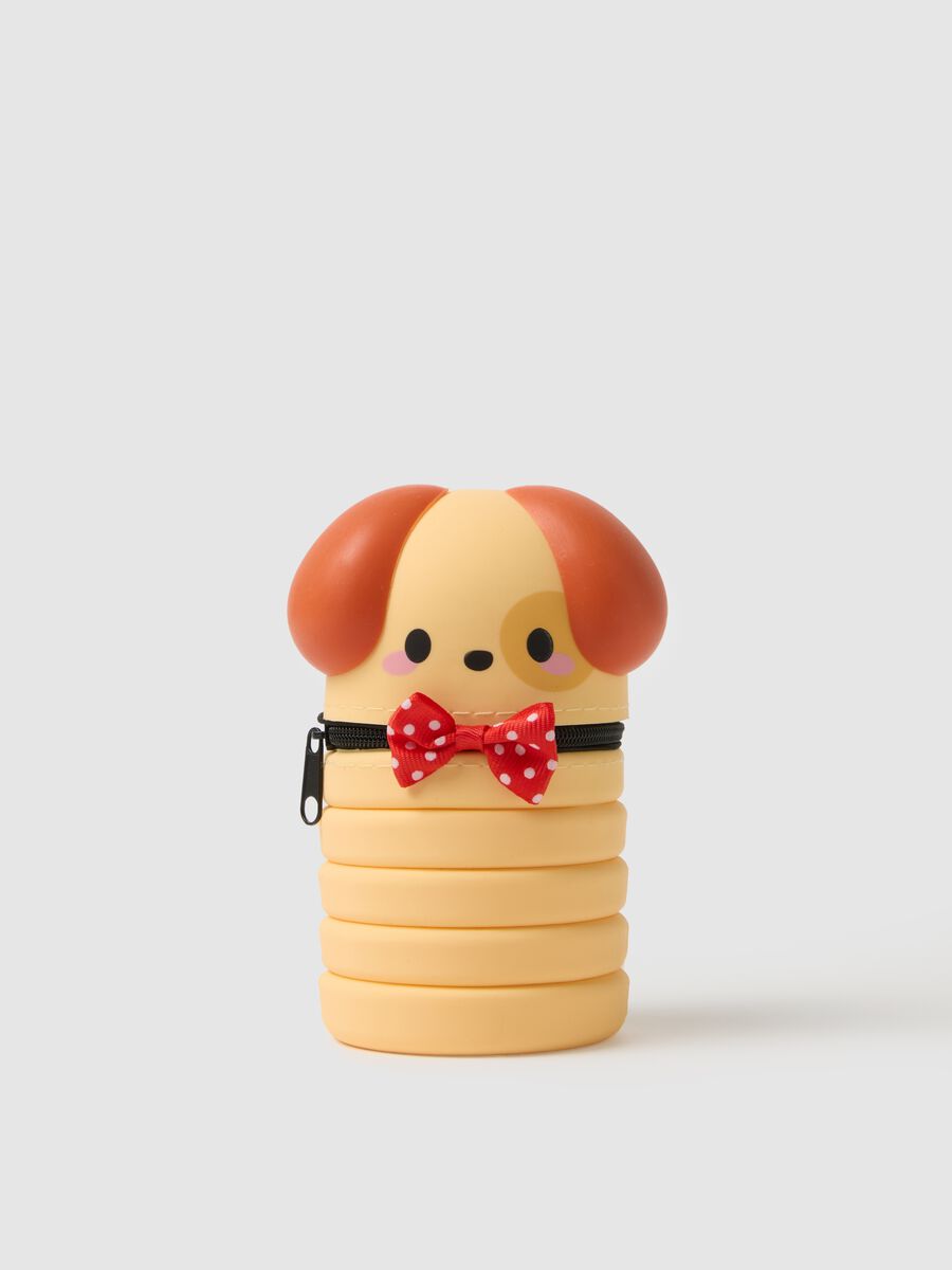 Orange silicone dog-shaped accessories holder for girls_0