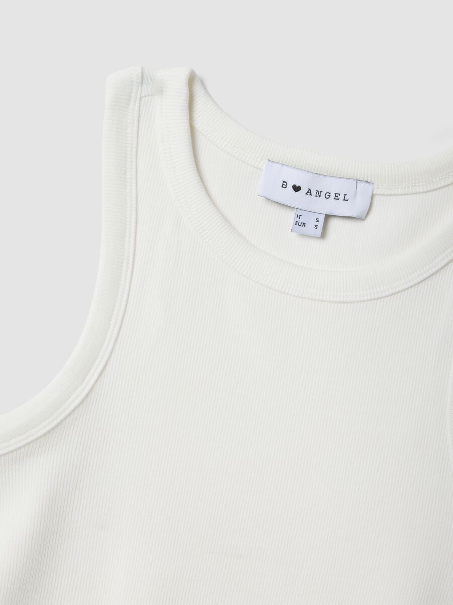 White ribbed fitted stretch-cotton tank top_5