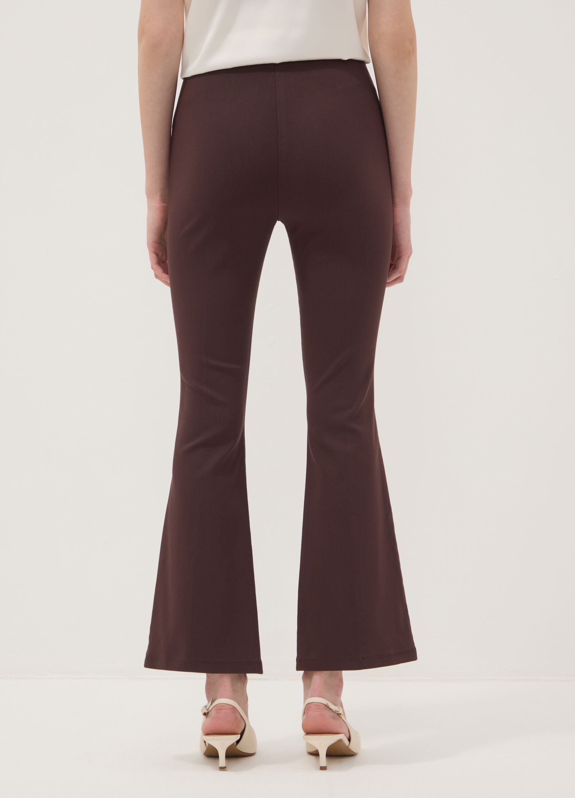 Brown stretch viscose flared leggings