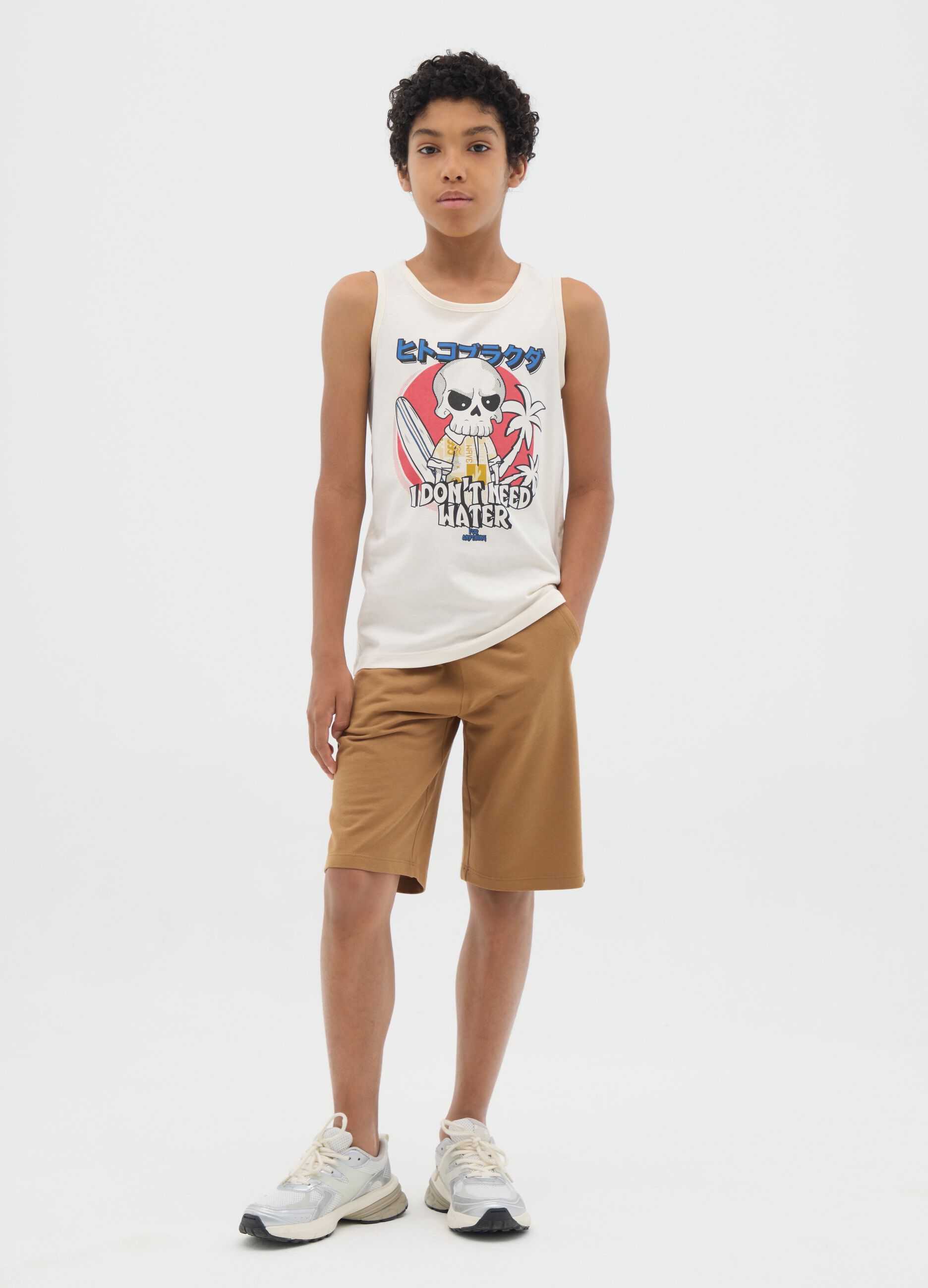 Boys' Set in Pure White Cotton Regular Fit