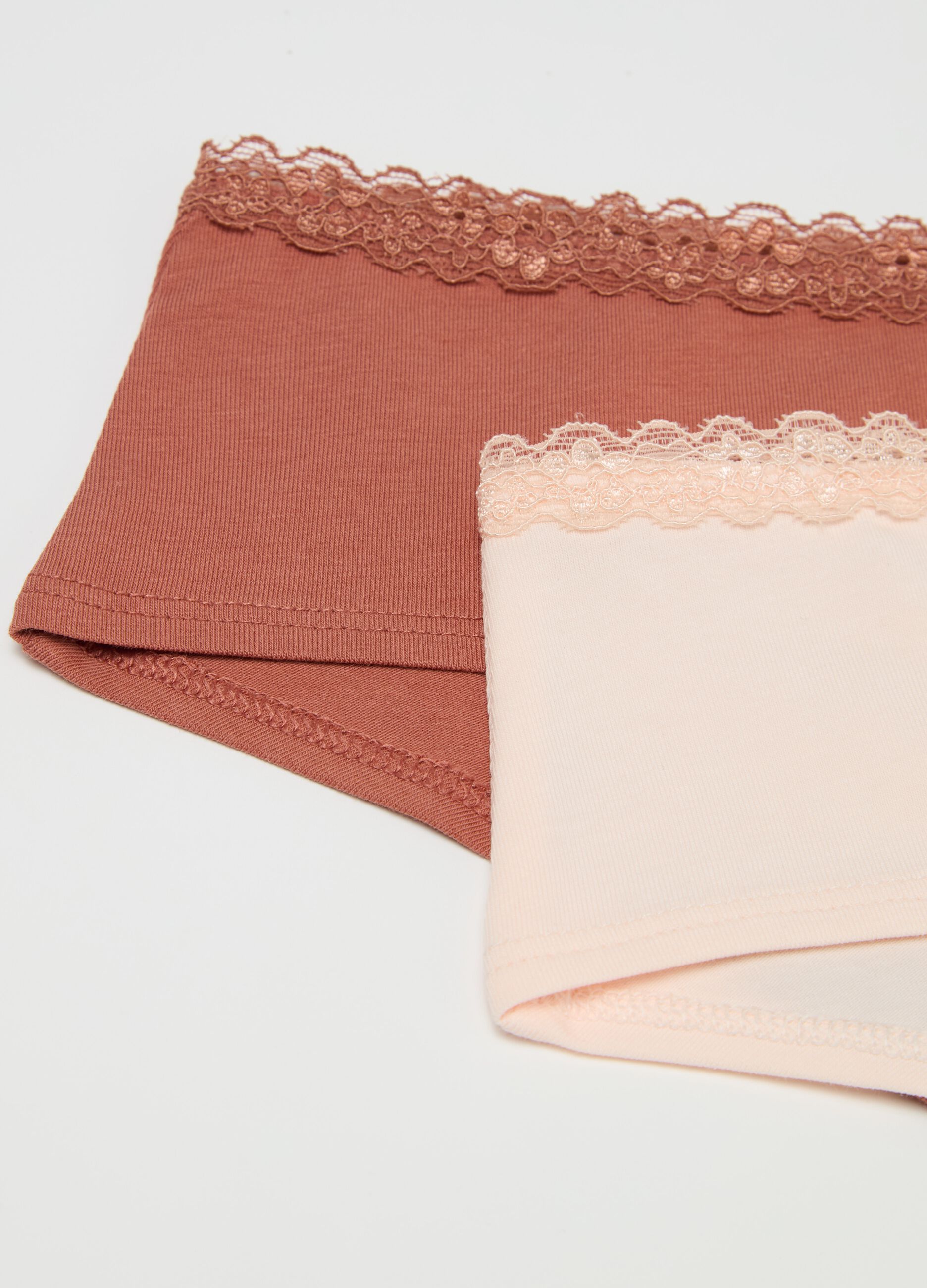Two-pack French knickers with lace trim