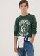 Green organic cotton T-shirt with varsity print_0