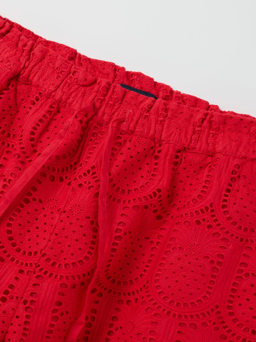 Shorts da donna in puro cotone rossi regular fit_5