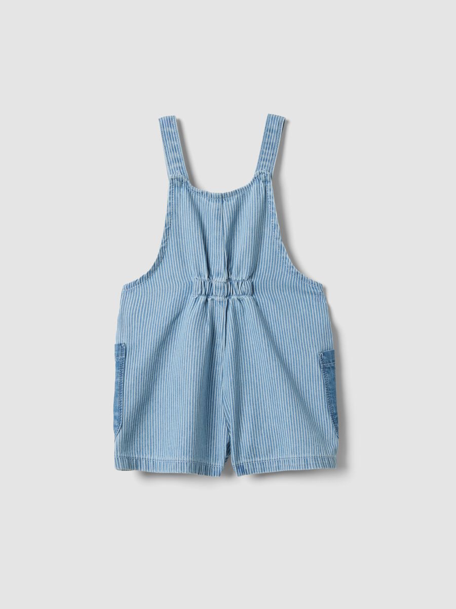 Salopette denim in misto cotone e lyocell con ricami da bimba_1