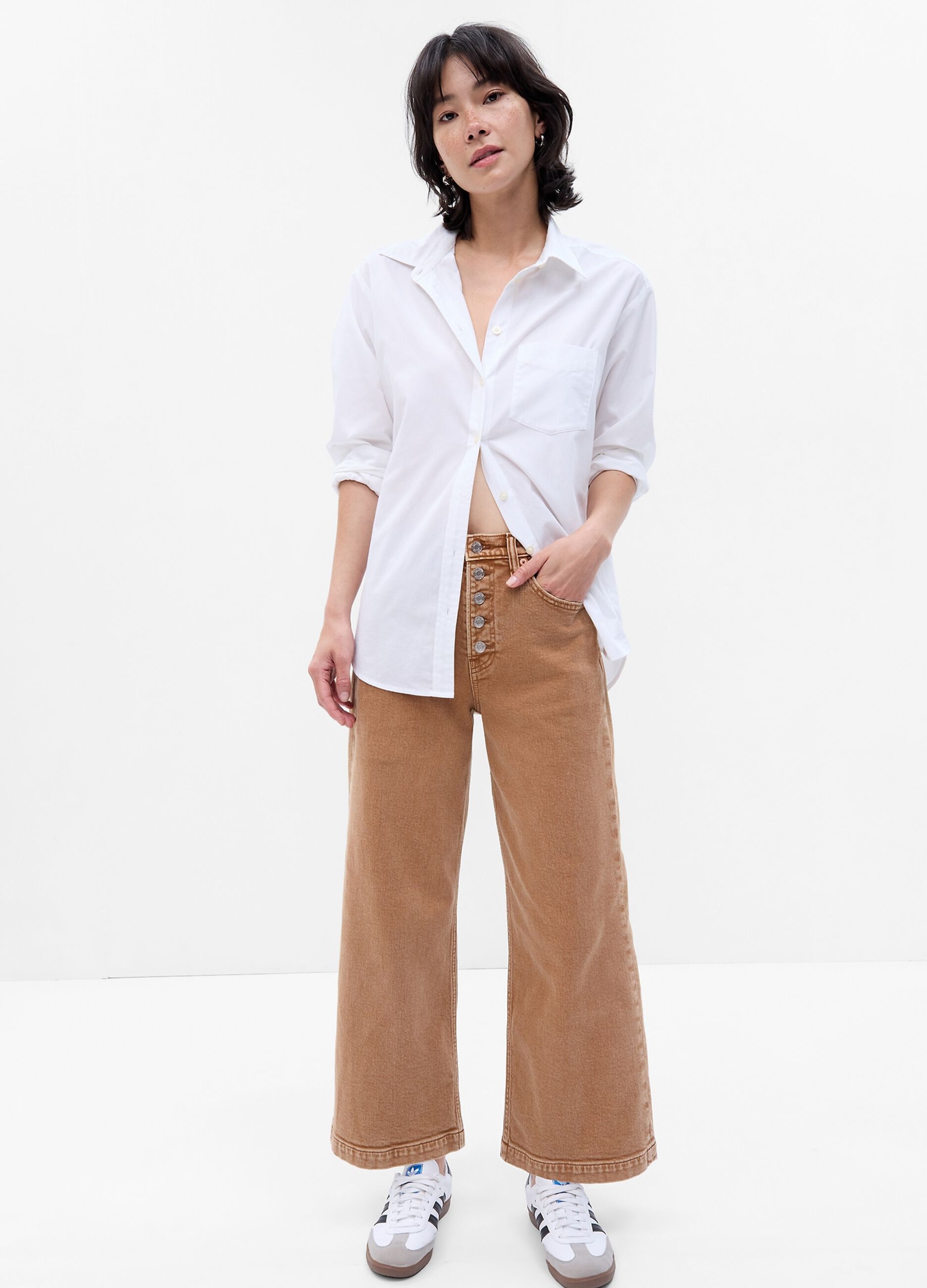 Ovs Jeans wide leg a vita alta con bottoni