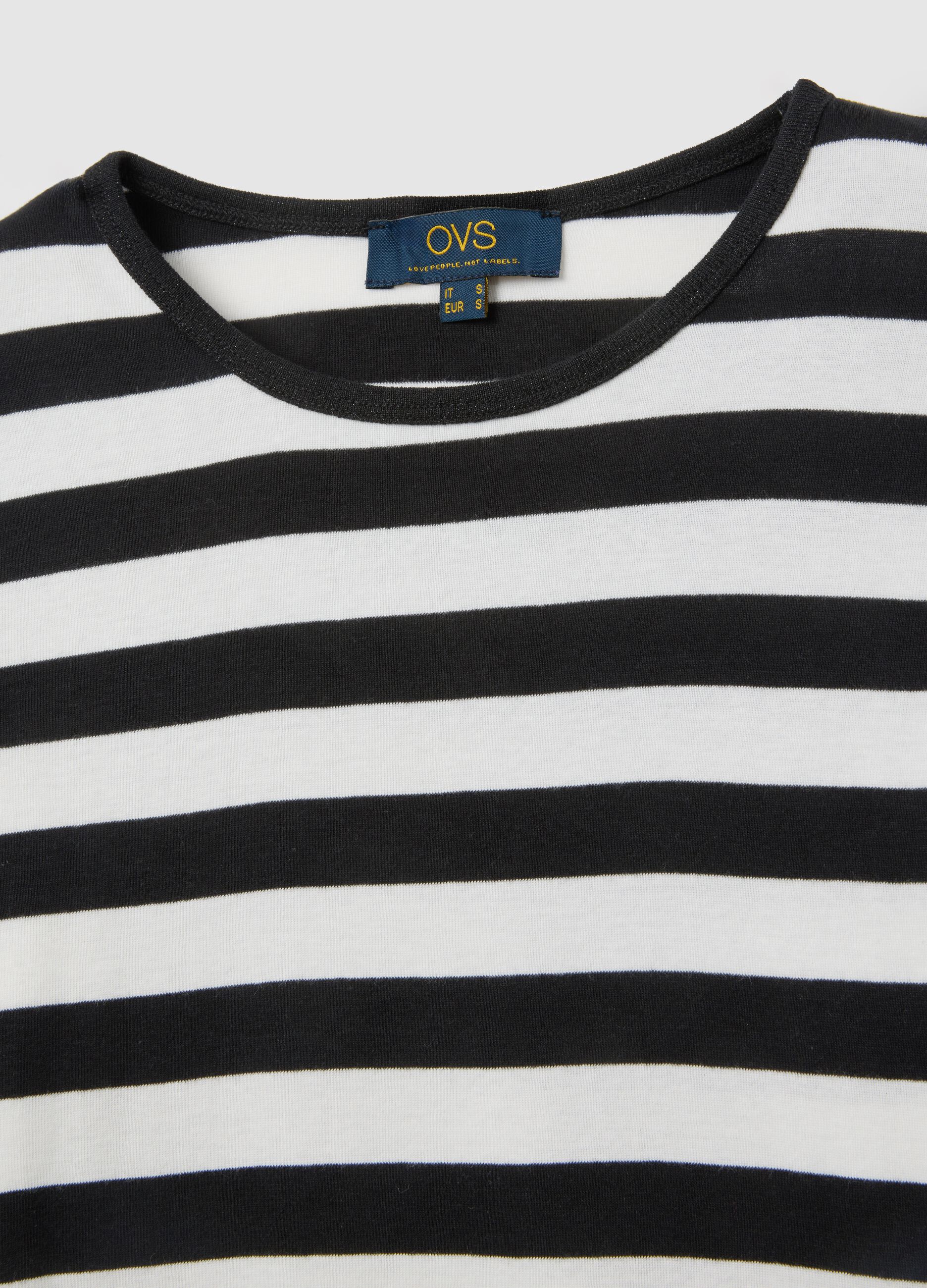 Long Sleeve White and Black Striped T-Shirt