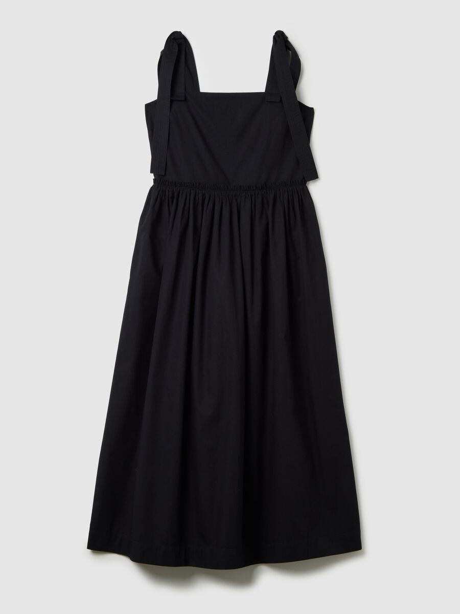 Women's long dress in pure black cotton_0