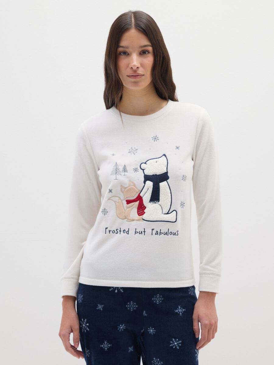 Regular fit festive pyjamas in multicoloured fleece blend_1