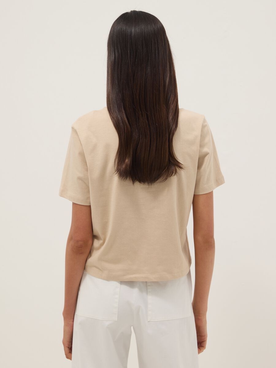 Beige pure cotton regular fit t-shirt with embroidery_1