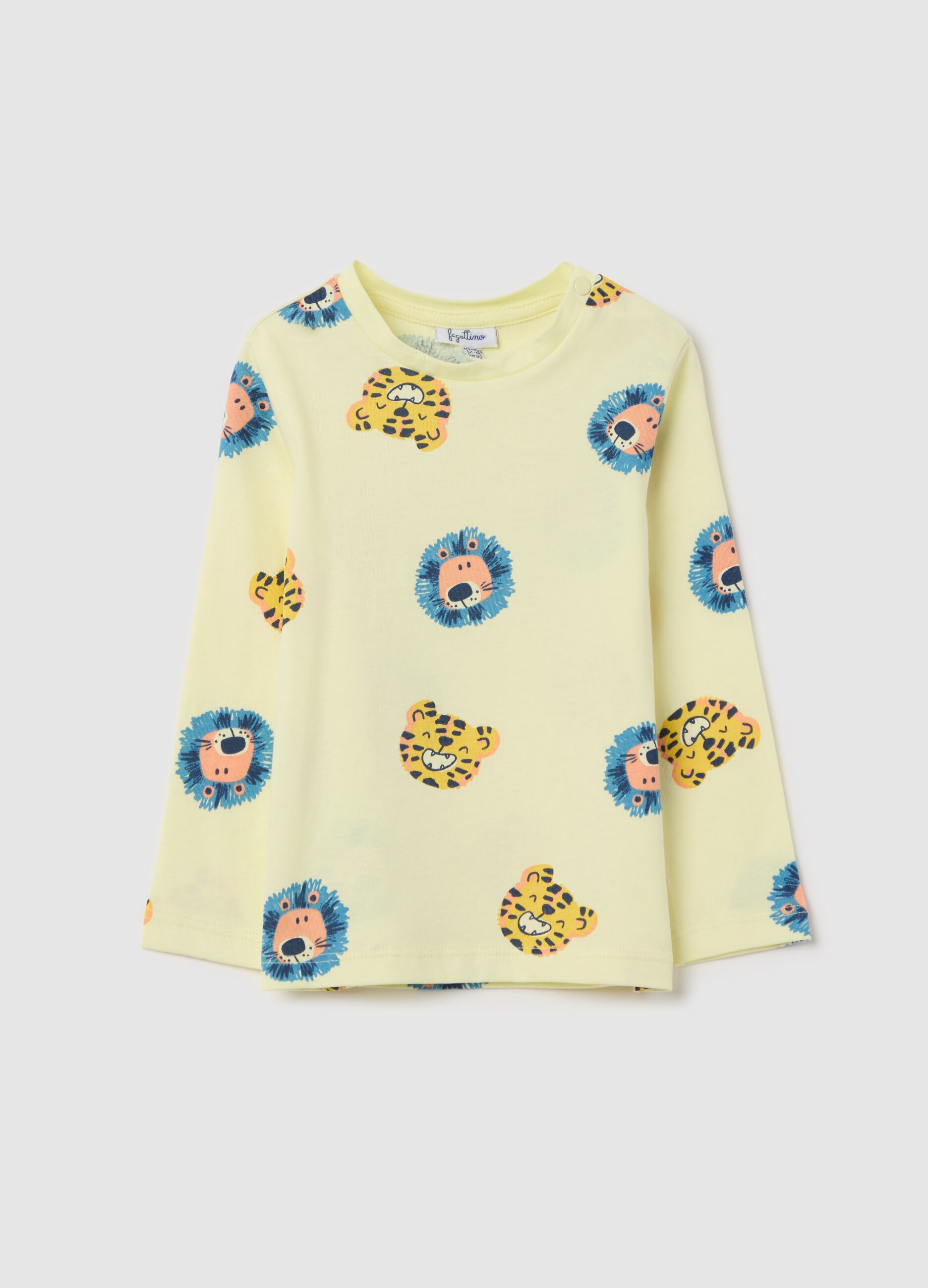 Long-sleeved T-shirt with savannah animals print