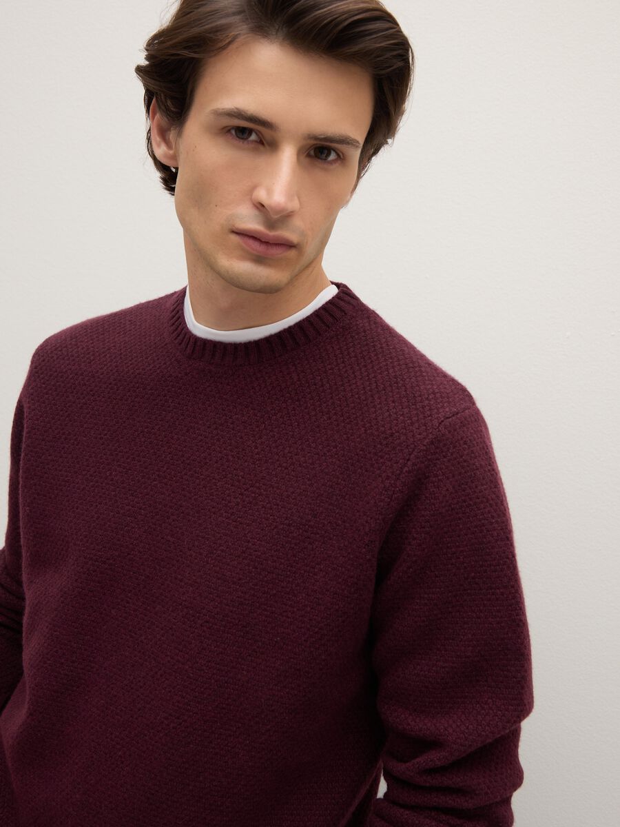 Red Regular Fit Pure Wool Sweater_1