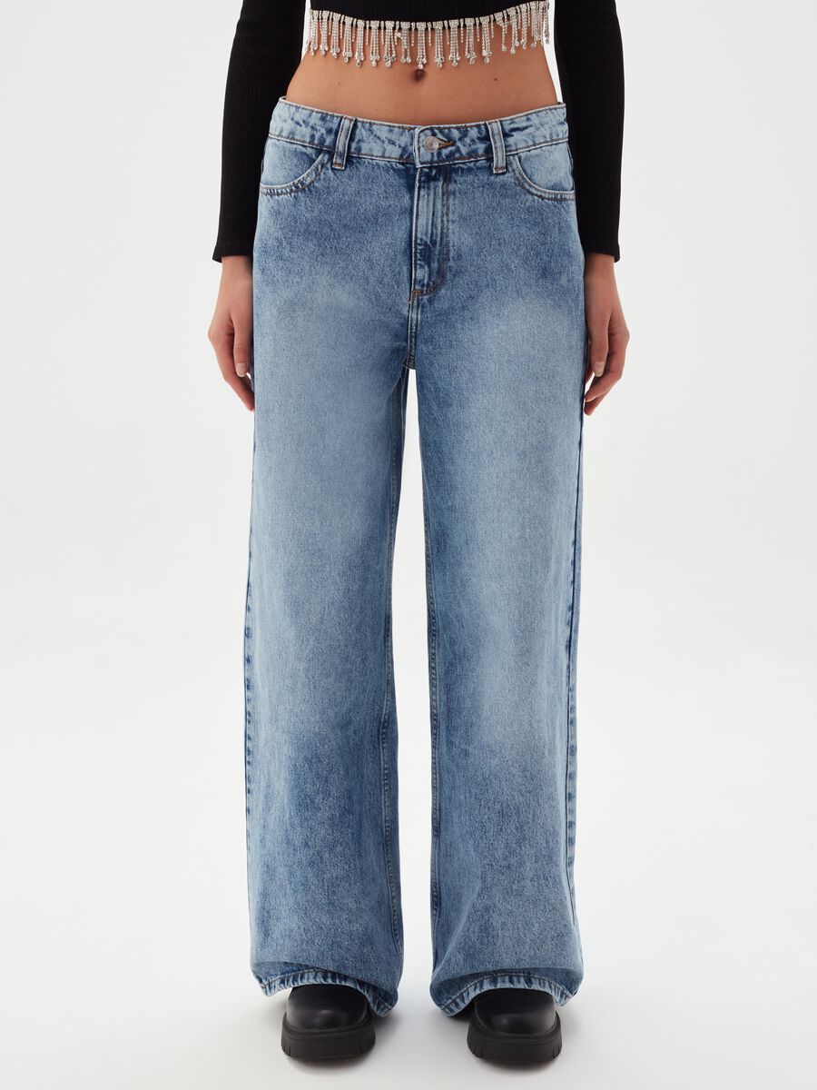 Jeans wide leg acid wash_1