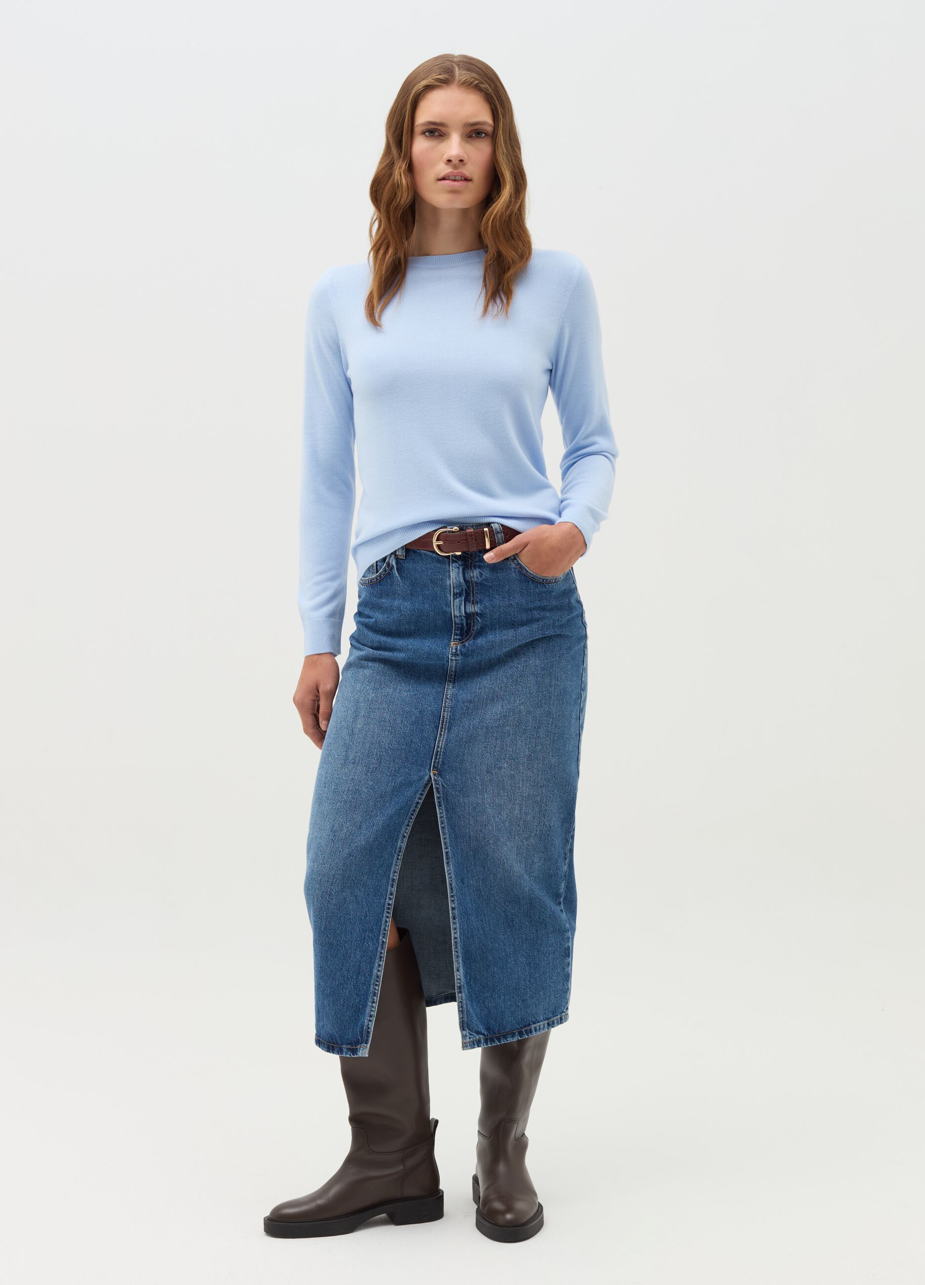 Long-sleeved solid colour jersey
