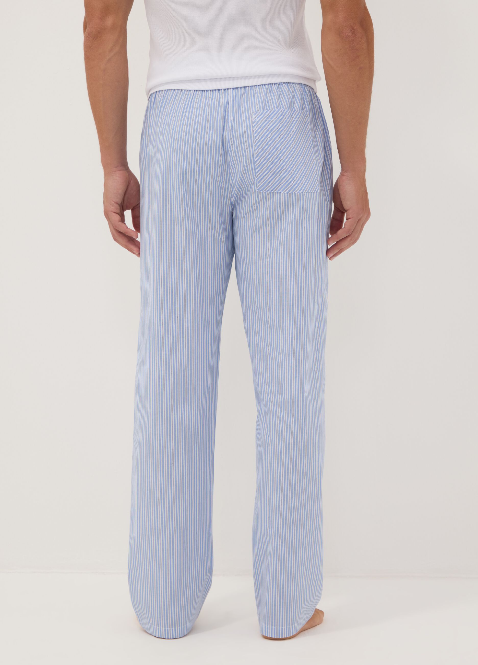 Blue striped organic cotton pyjama trousers