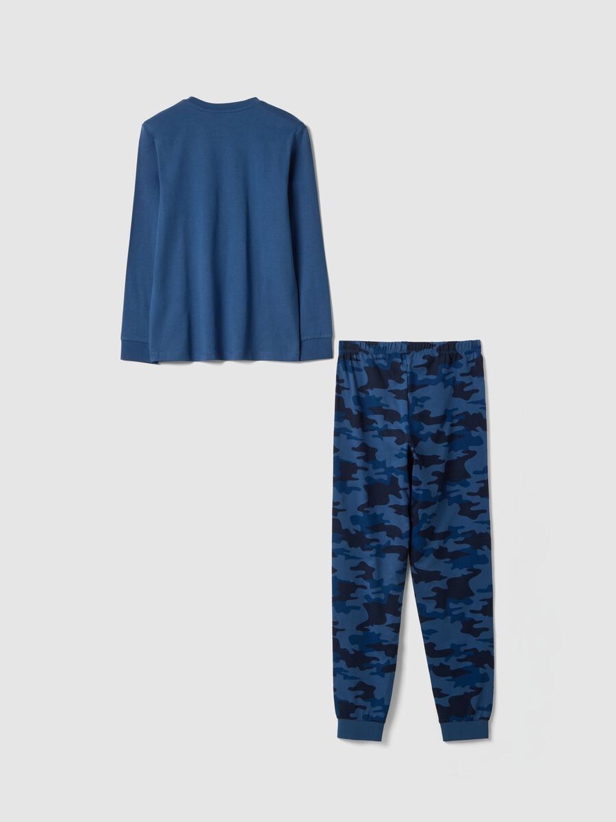 Pigiama in puro cotone blu camouflage da ragazzo regular fit_1