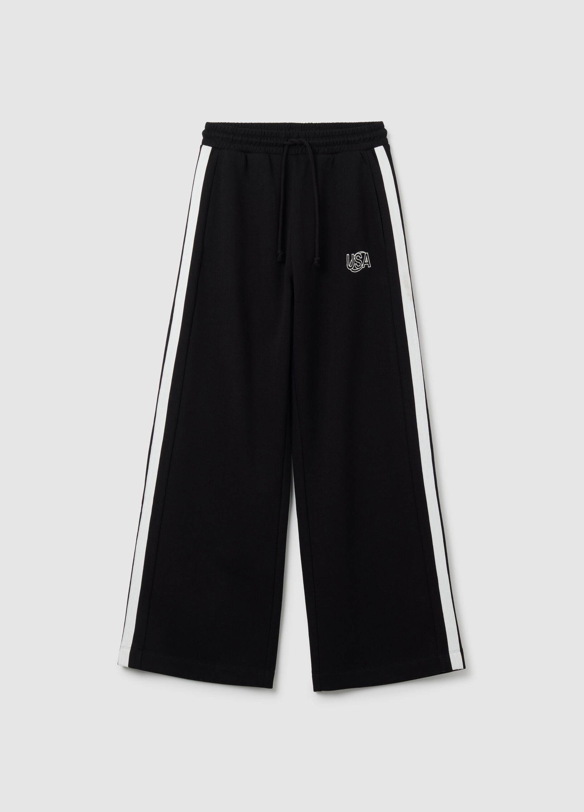 Red Wide-Leg Cotton Blend Trousers
