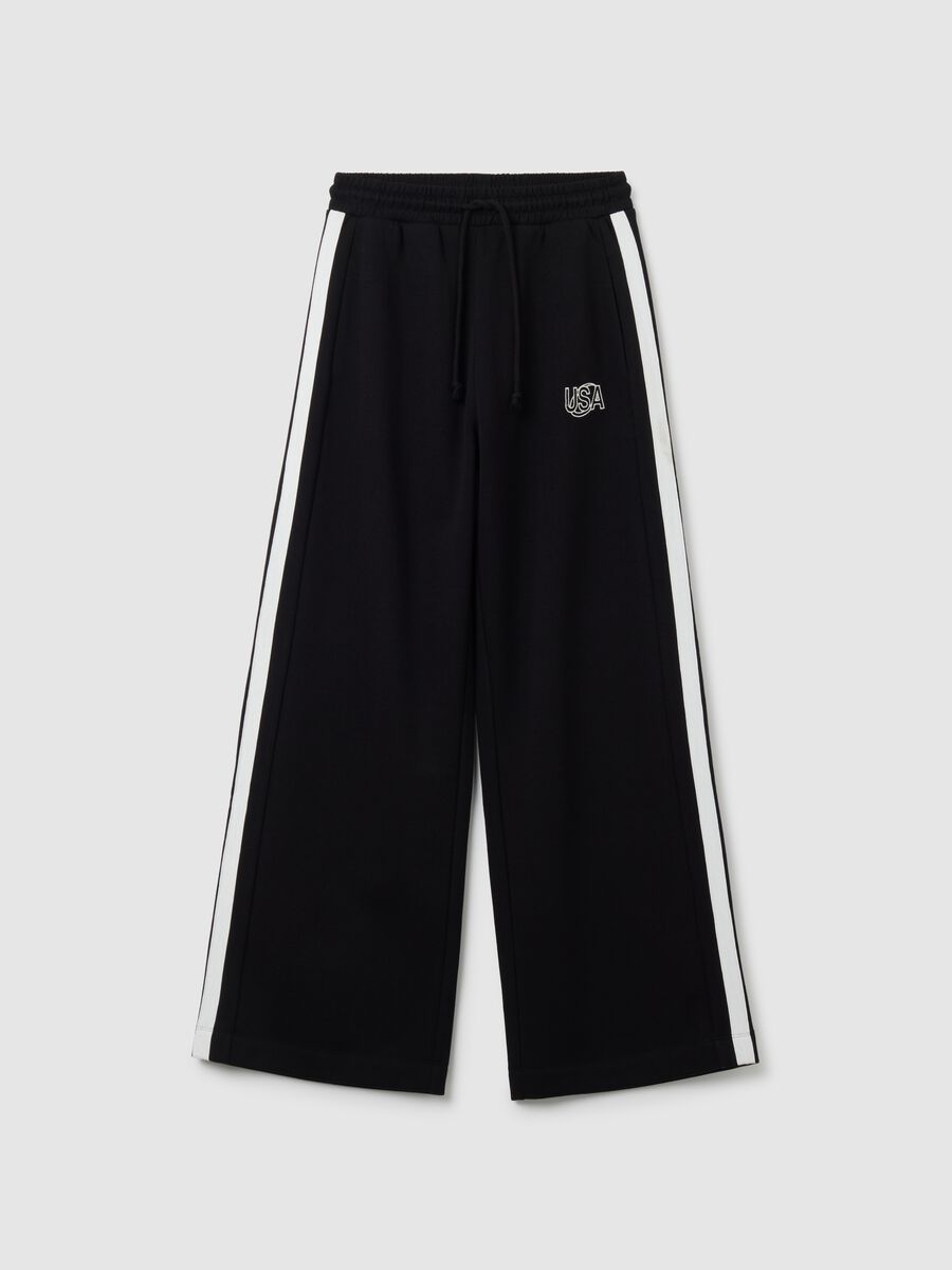 Red Wide-Leg Cotton Blend Trousers_0