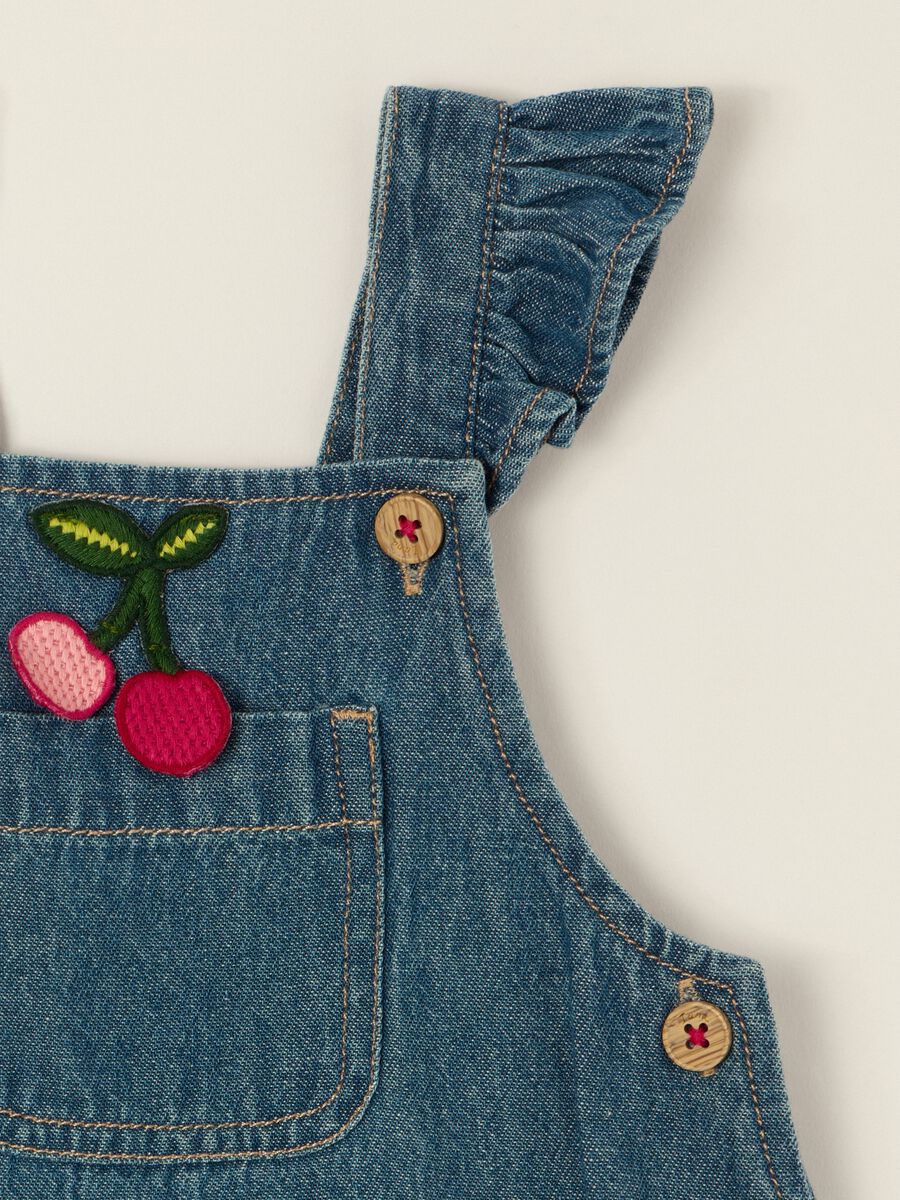 Blue denim pure cotton baby girl dungaree dress_1