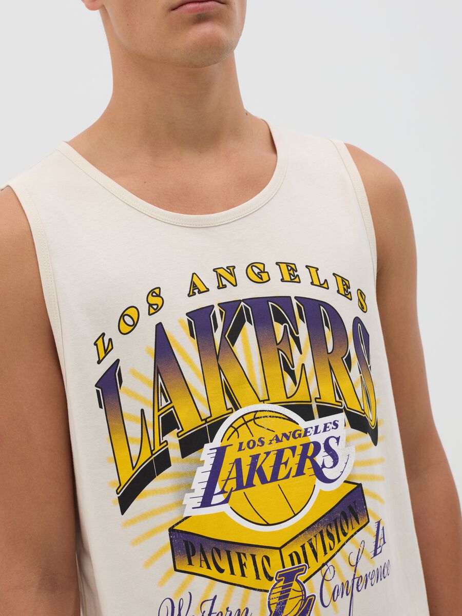 Cotton White NBA Lakers Tank Top_2