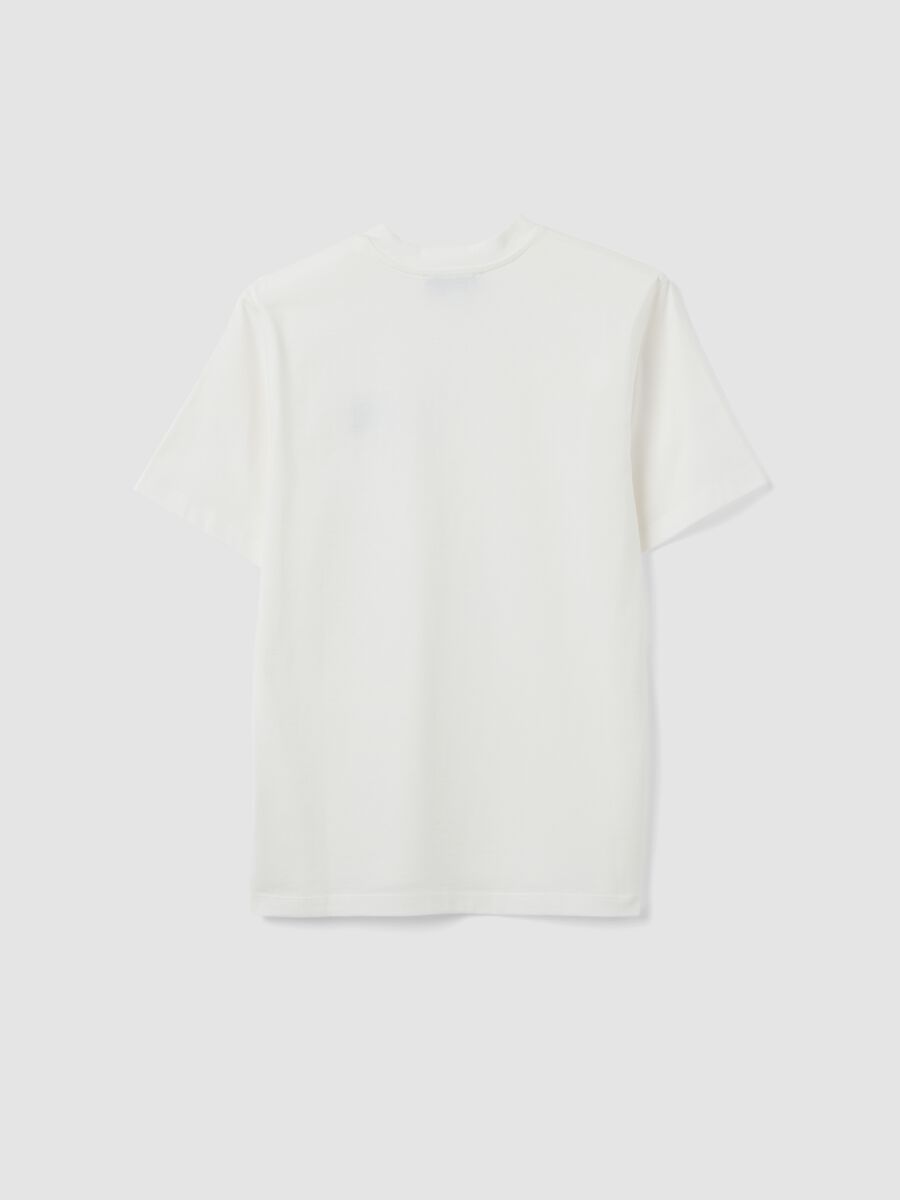 White relaxed-fit pure cotton T-shirt with chest slogan_5