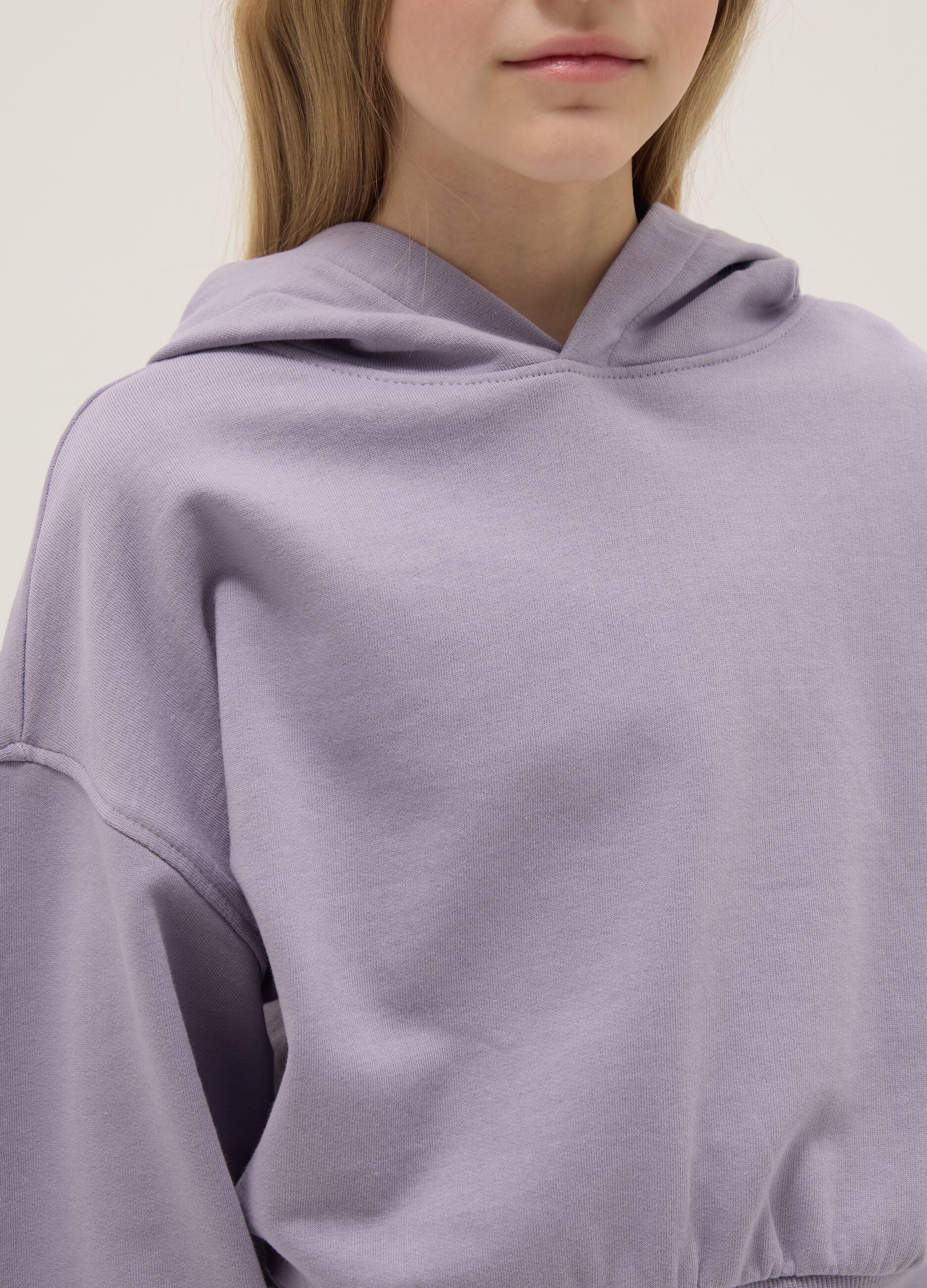 Girls' Pure Cotton Purple Hoodie with Relaxed Fit