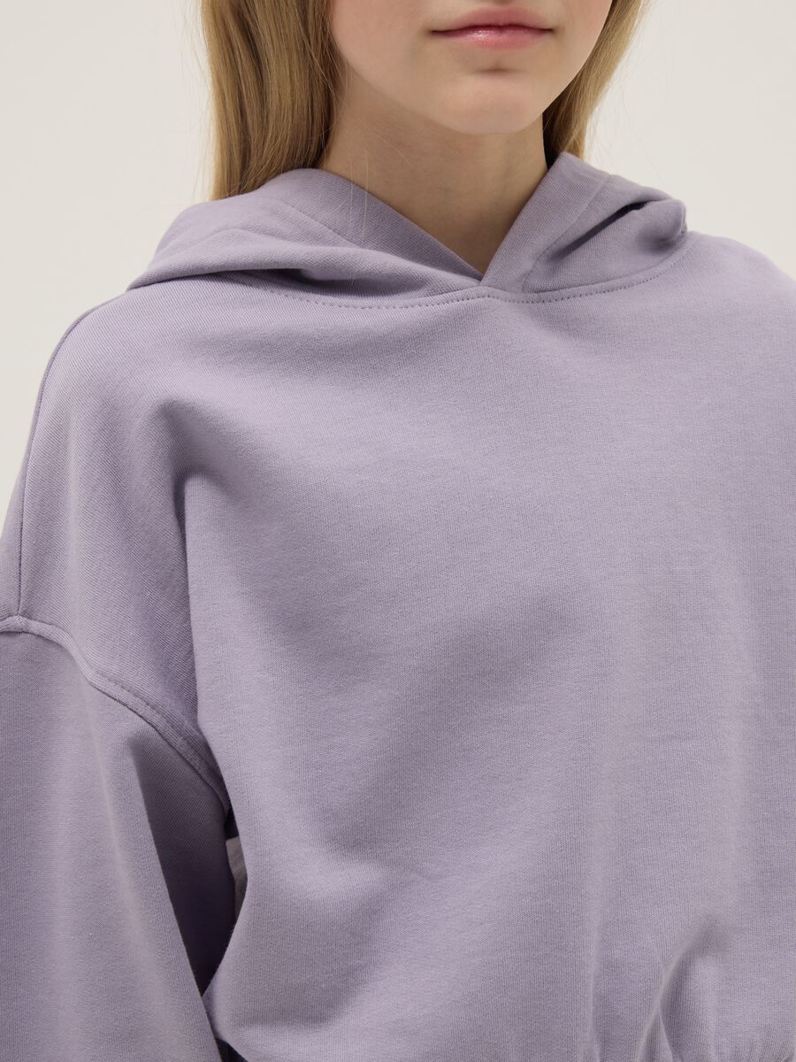 Felpa in puro cotone viola da ragazza relaxed fit con cappuccio_2