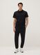 Black short-sleeved cotton blend polo regular fit_1
