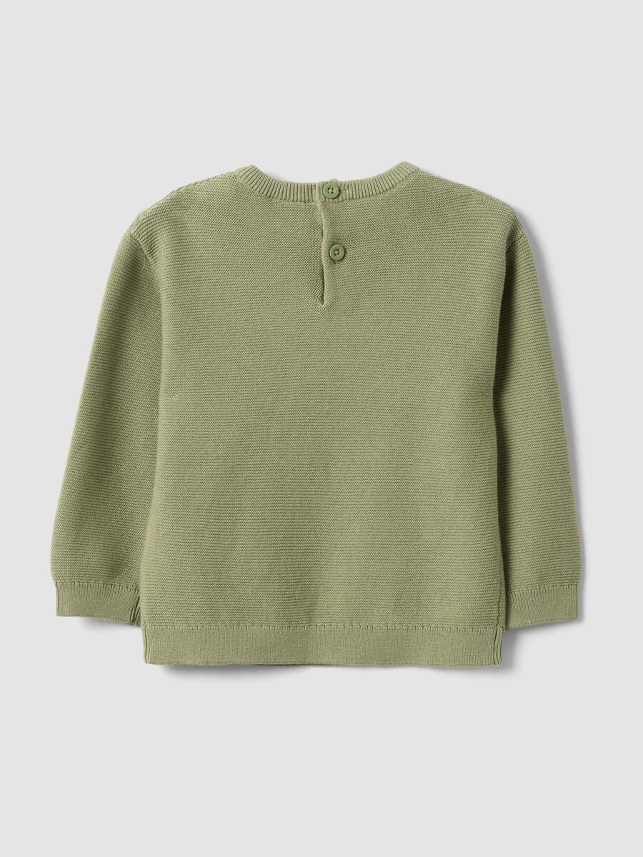 Children's green pure cotton regular fit jumper with tiger_1