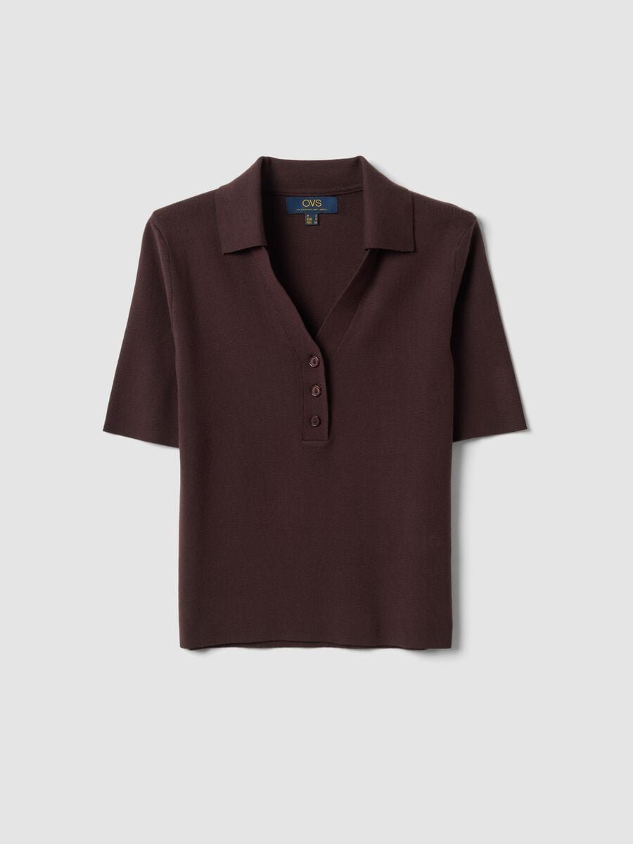 Maglia polo marrone di misto viscosa regular fit_4