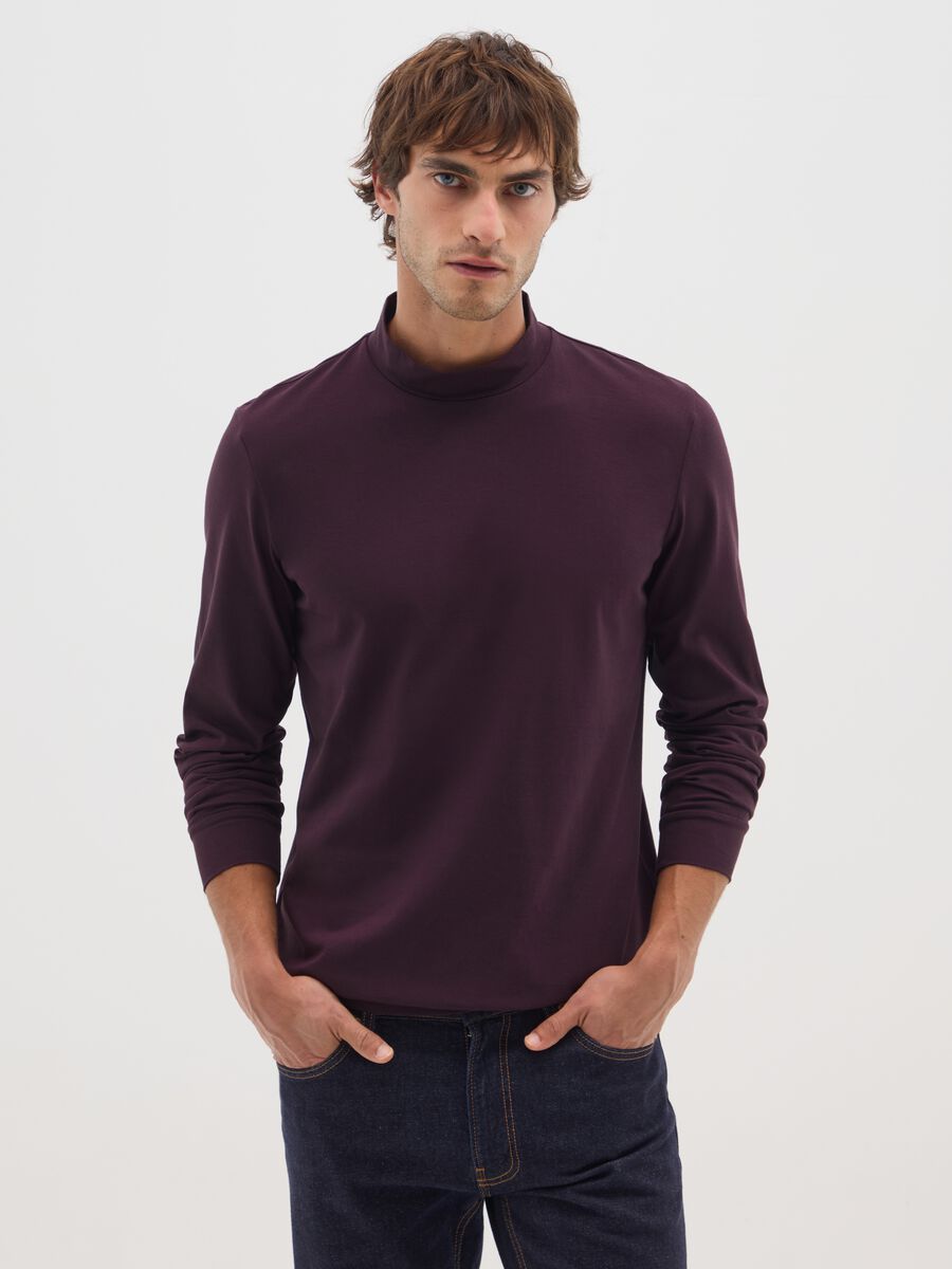 Purple long sleeve cotton shirt_0